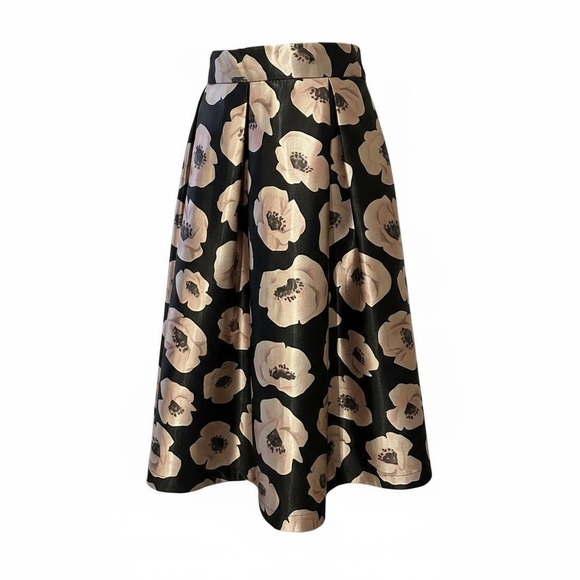 Floral Black and Pink Midi Skirt - Picture 2 of 8